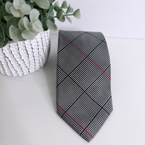 NWOT Brooks Brothers 346 Silk Men's NeckTie Plaid Black Gray 3 1/8" x 58"